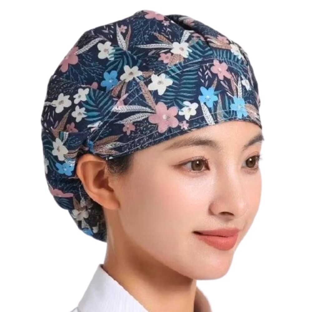 7699 Bouffant Cap Working Caps Chef Hat Nurse Hats, Floral Flower Printed